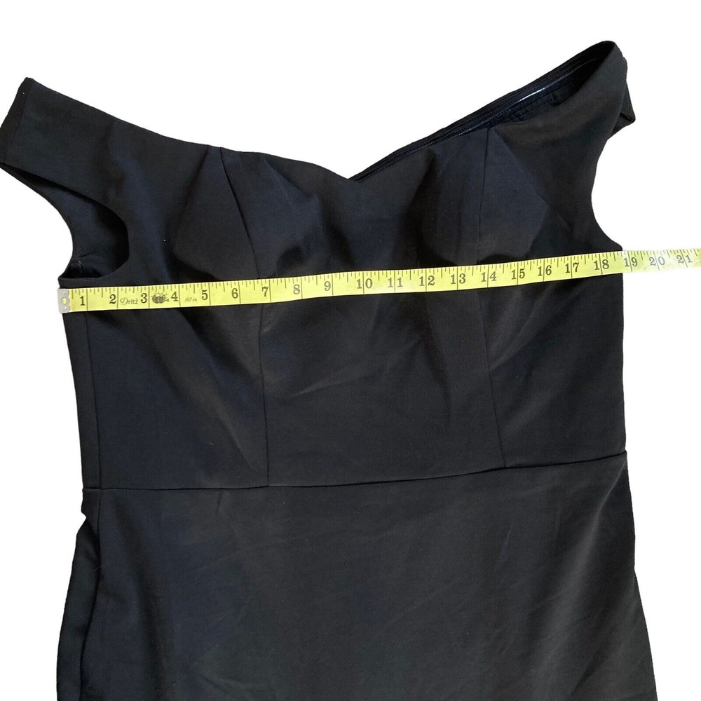 LA FEMME CURVE Size 12W Off Shoulder Black Jersey Train Trumpet Dress NWT Flaw - Picture 6 of 9